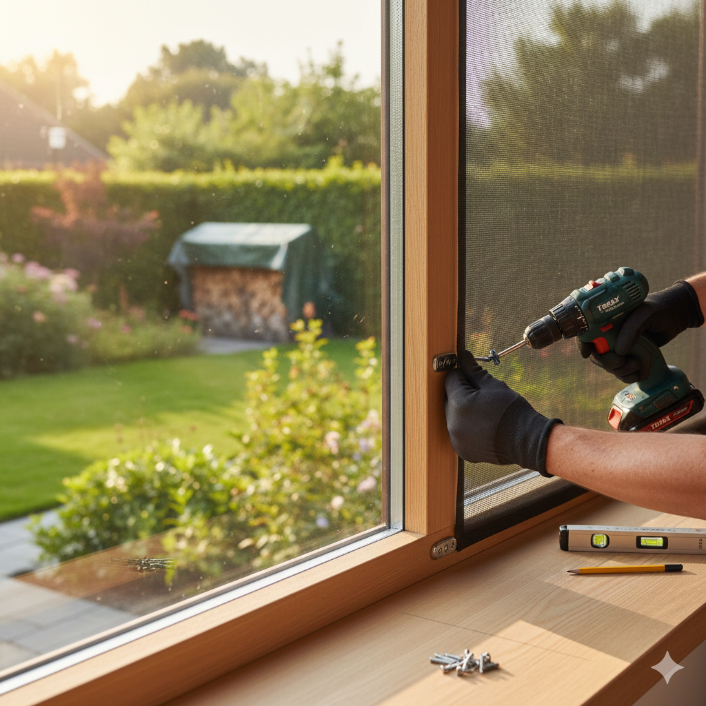 Screendoek bevestigen op houten kozijn
